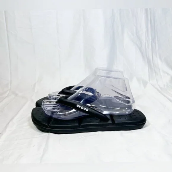 Crocs Womens Black Captiva Cushioned Thongs Flip Flops~9~ - Picture 3 of 6